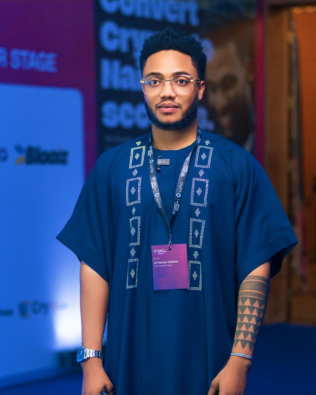 Harrison delivering a keynote address at a conference