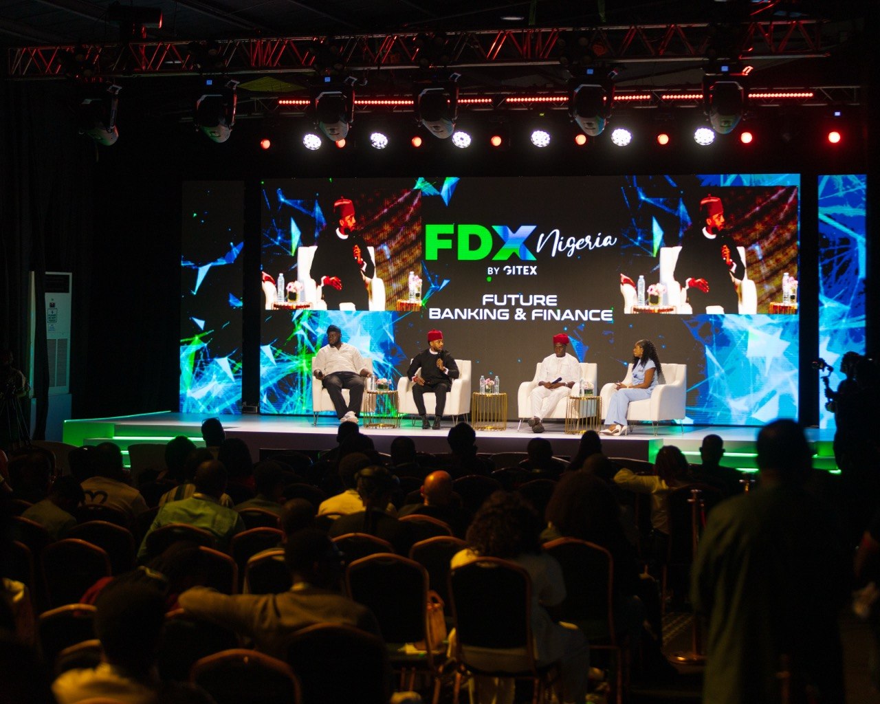 Harrison participating in a panel at FDX Nigeria